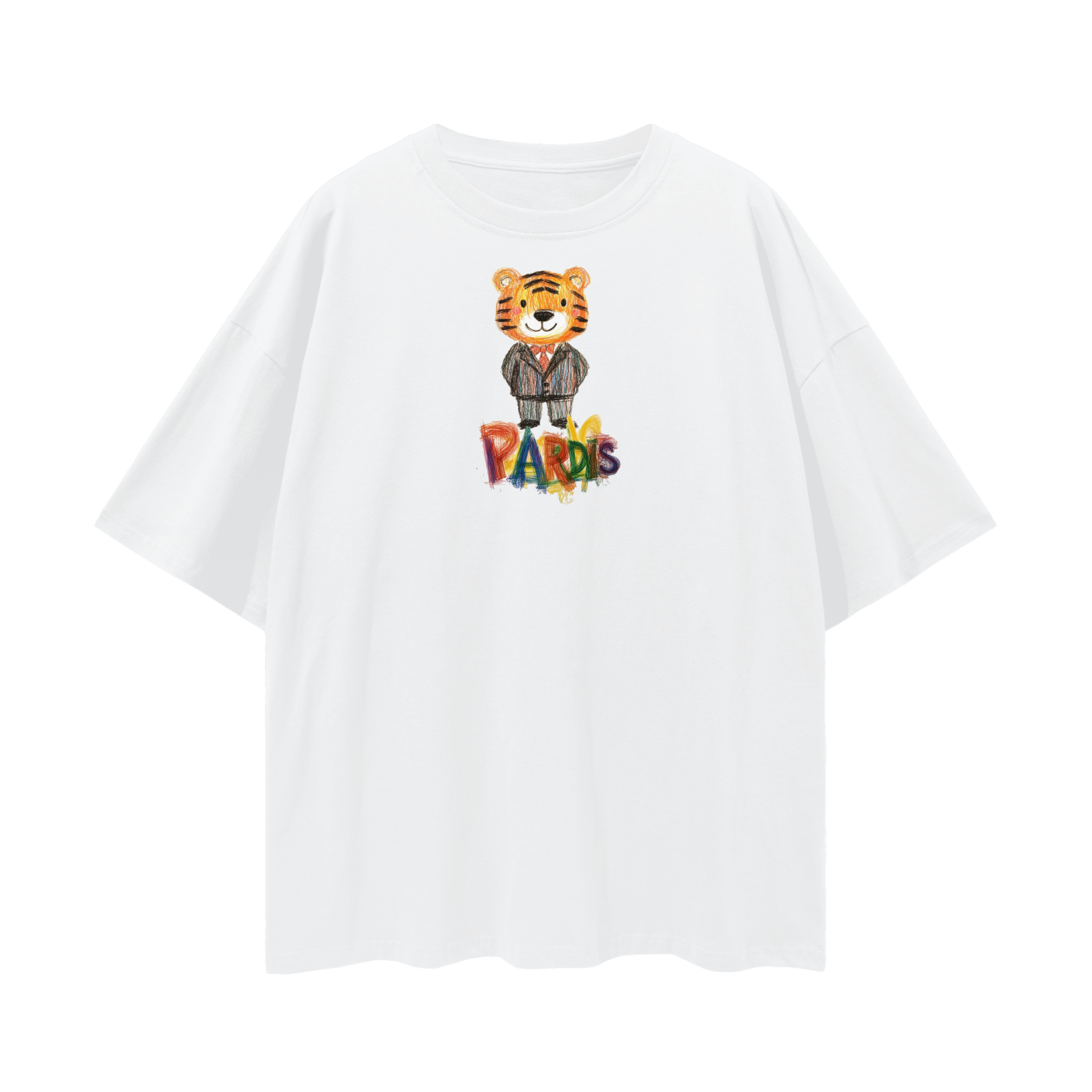 Tiger Sketch Oversize Deep Drop Shoulder Tee