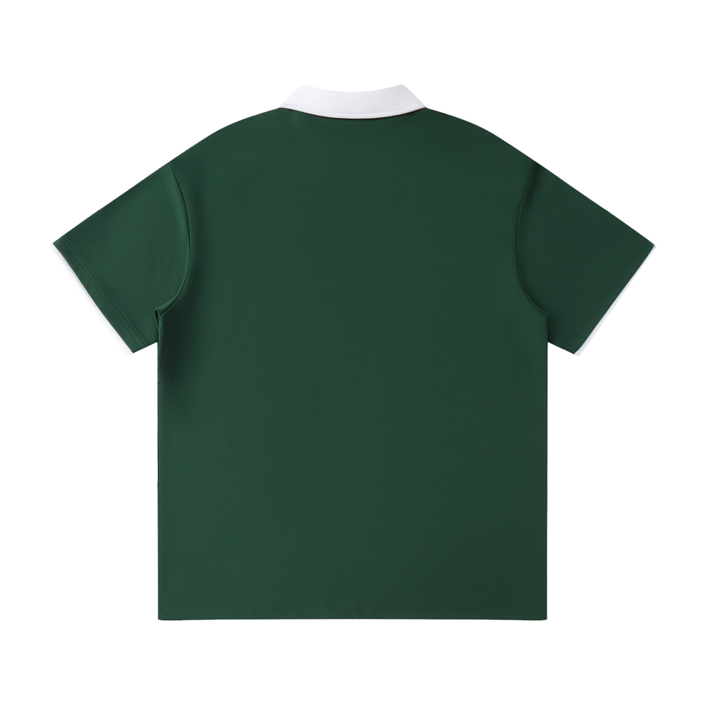 Flag Contrast Collar Raglan Polo Shirt