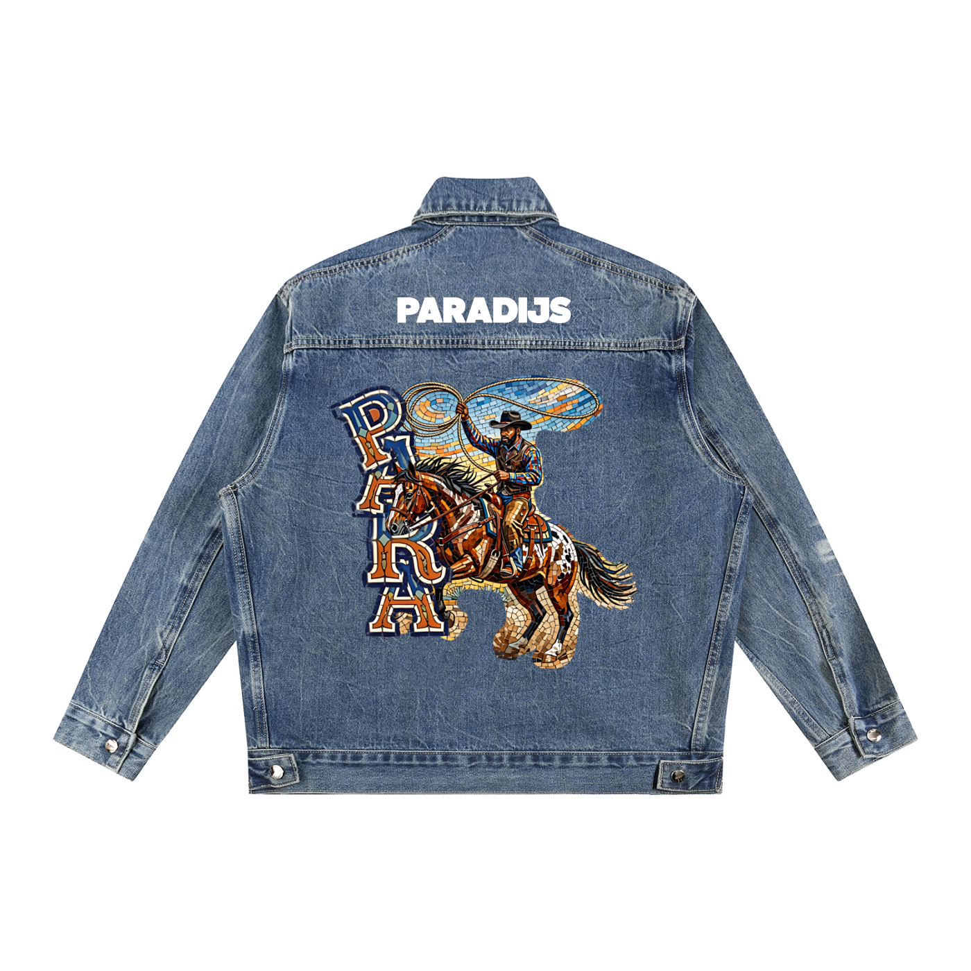 Cowboy Vintage Wash Zip Up Denim Jacket