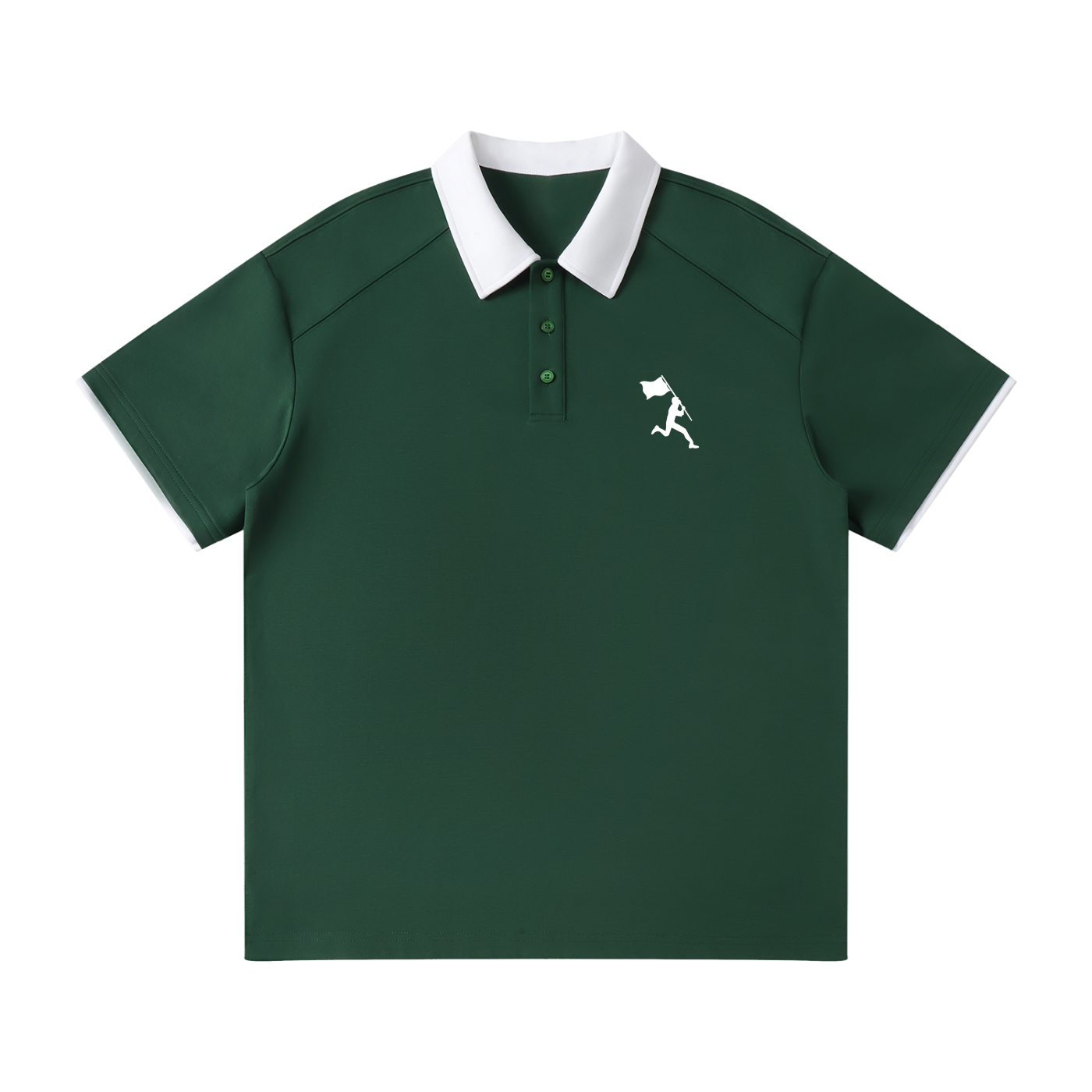 Flag Contrast Collar Raglan Polo Shirt