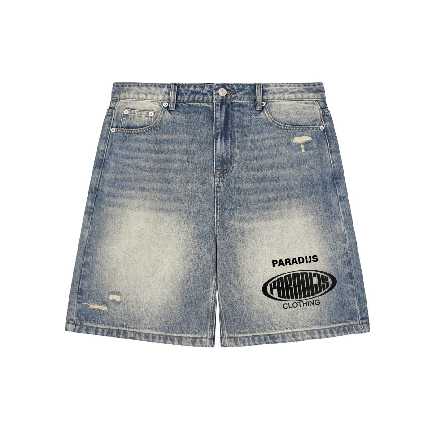 Crest Faded Distressed Baggy Denim Shorts